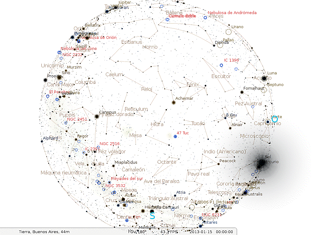 Las efemérides astronómicas para el mes de enero en el hemisferio sur Las efemérides astronómicas para el mes de enero en el hemisferio sur