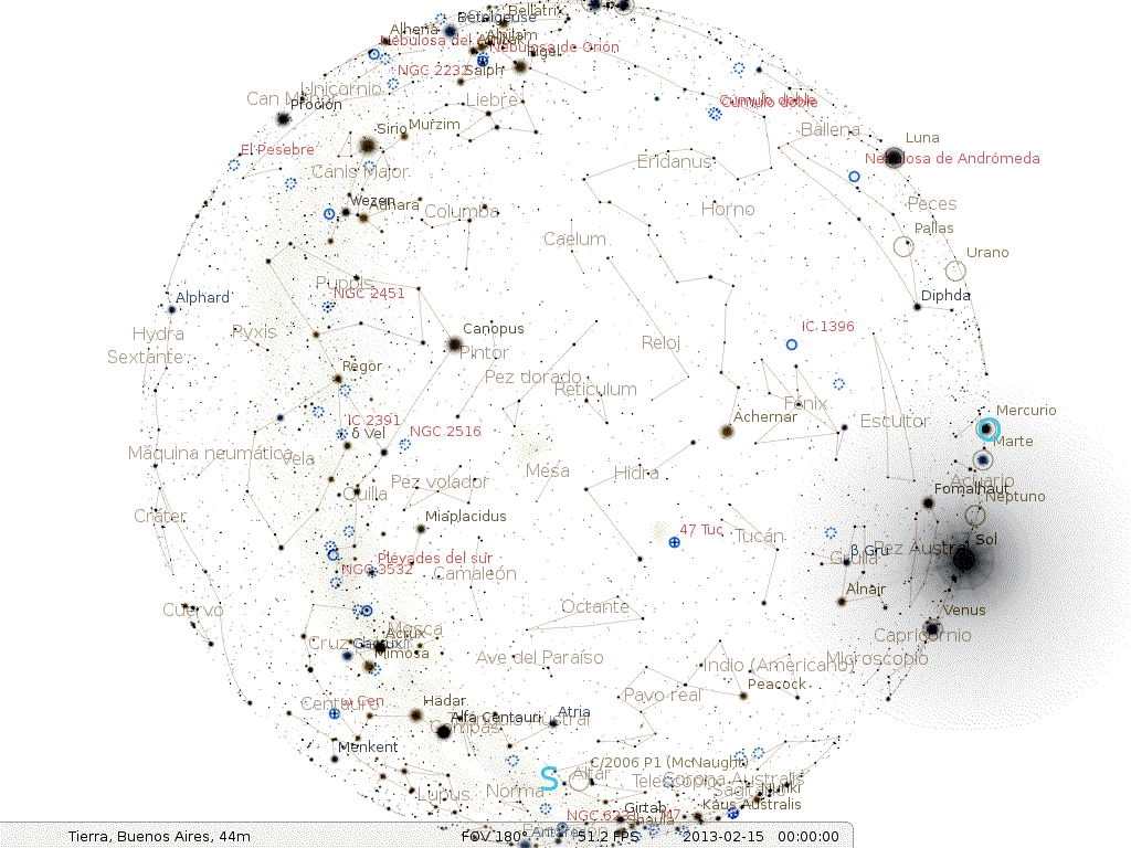 Las efemérides astronómicas para el mes de febrero en el hemisferio sur Las efemérides astronómicas para el mes de febrero en el hemisferio sur
