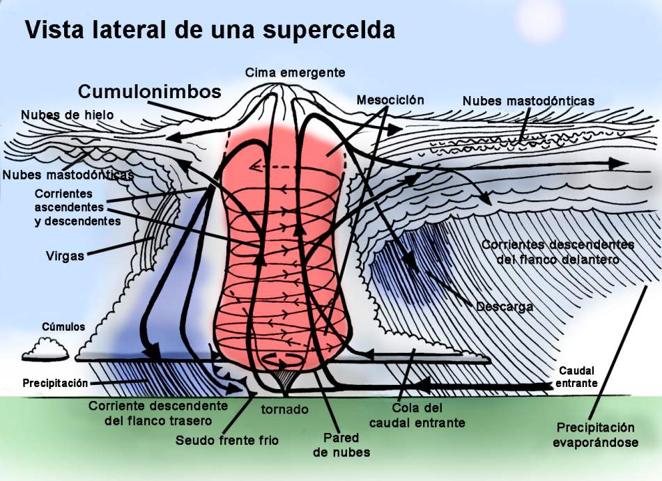 La anatomía de una nube supercelda Nube supercelda