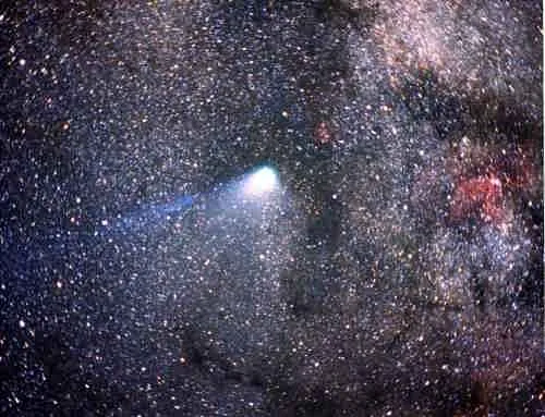 Cometa Halley cruzando la Vía Lactea, visto desde un avión el 8 de Abril de 1986 Cometa Halley