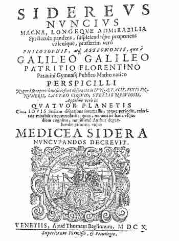 Portada de su libro Sidereus Nuncius