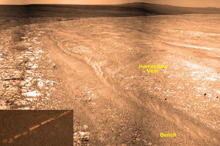 Un inusual filón de roca depositado en Marte