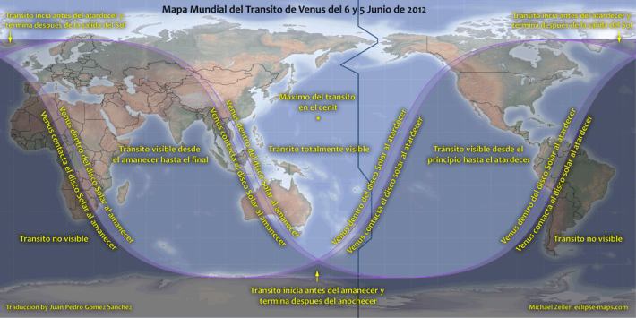 Zona de visibilidad del tránsito de Venus Zona de visibilidad del tránsito de Venus