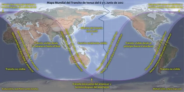 Zona de visibilidad del tránsito de Venus