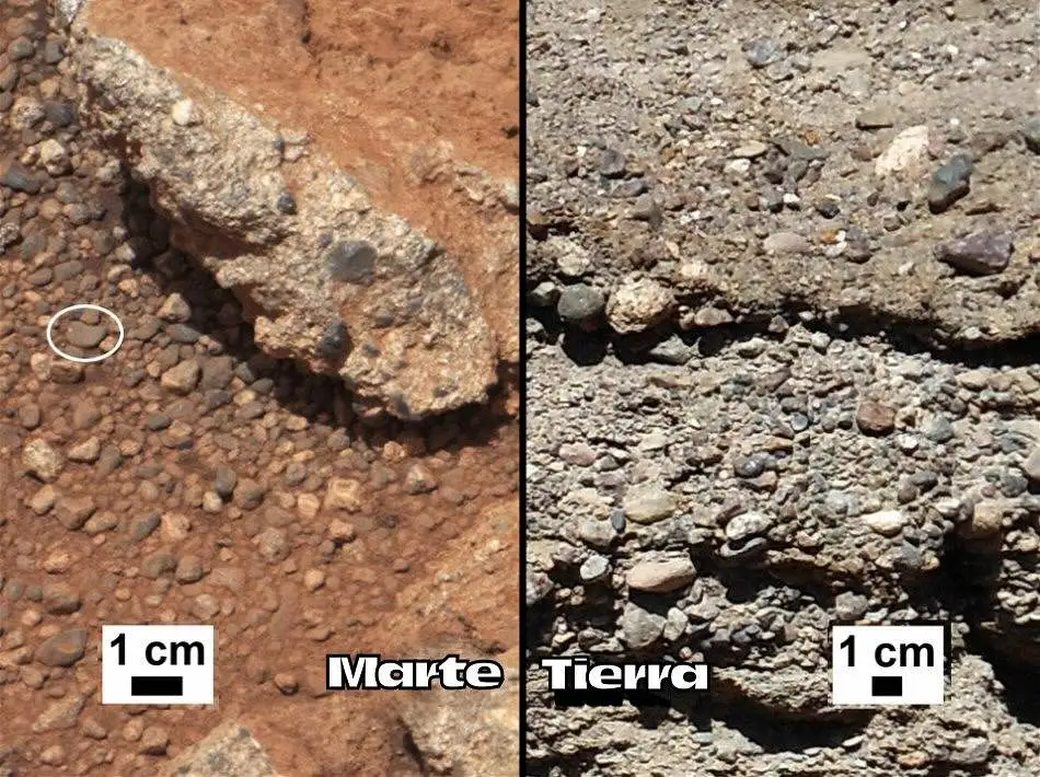 Surgencias de piedras en Marte y la Tierra