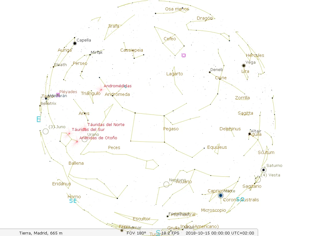 Las efemérides astronómicas para el mes de octubre en el hemisferio norte