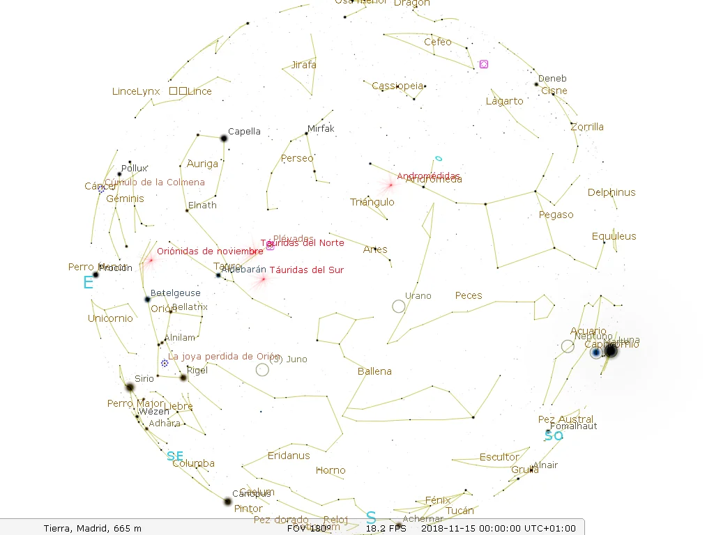 Las efemérides astronómicas para el mes de noviembre en el hemisferio norte